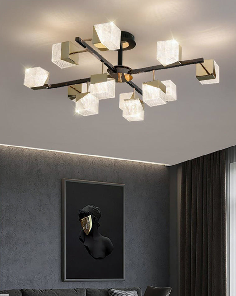 Diff Cubes Gold Chandelier-DF2211