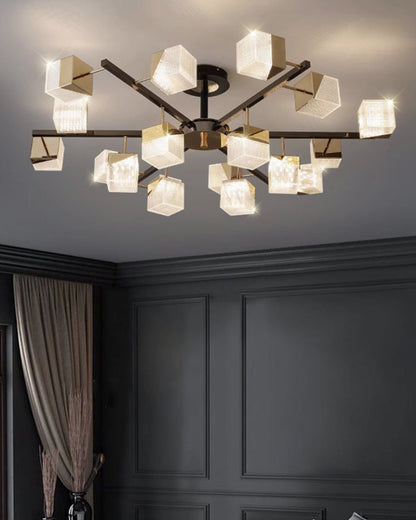 Diff Cubes Gold Chandelier-DF2211