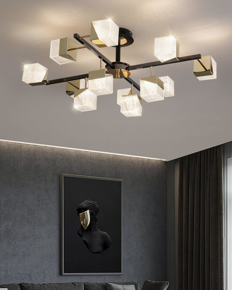 Diff Cubes Gold Chandelier-DF2211