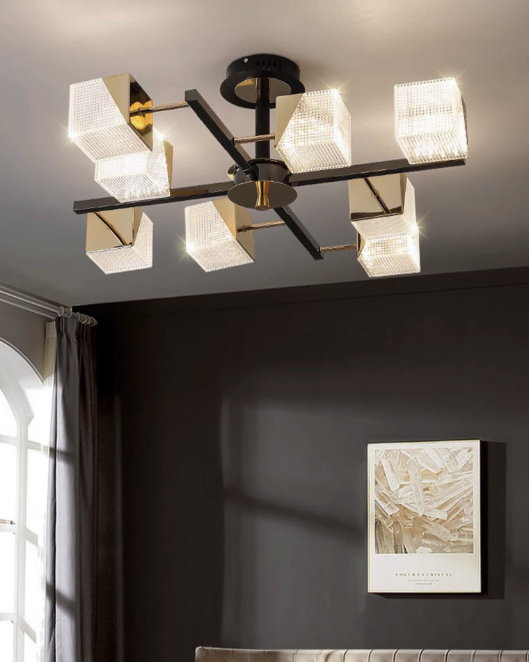 Diff Cubes Gold Chandelier-DF2211