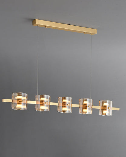 Diff Glass Brass Linear Chandelier-DF2219A
