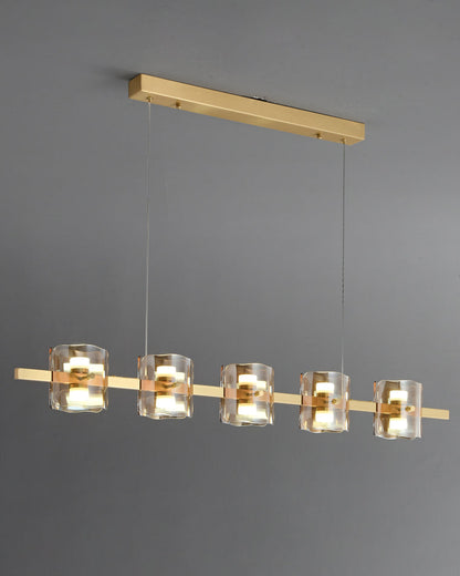 Diff Glass Brass Linear Chandelier-DF2219A