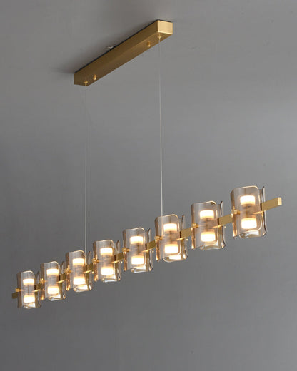 Diff Glass Brass Linear Chandelier-DF2219A