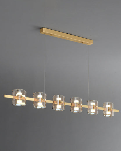 Diff Glass Brass Linear Chandelier-DF2219A