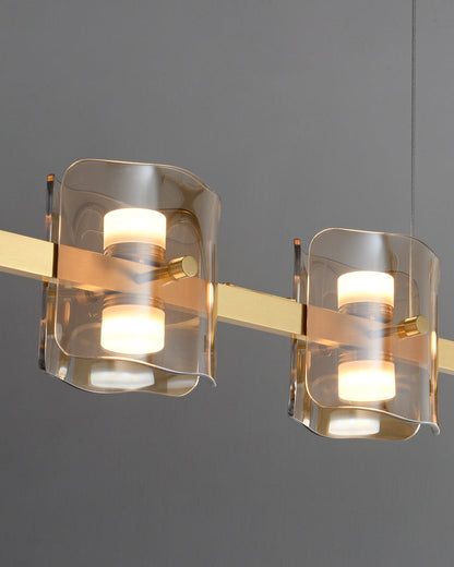 Diff Glass Brass Linear Chandelier-DF2219A