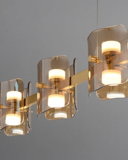 Diff Glass Brass Linear Chandelier-DF2219A