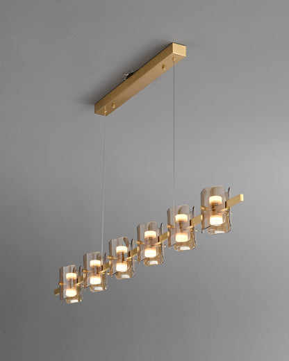 Diff Glass Brass Linear Chandelier-DF2219A
