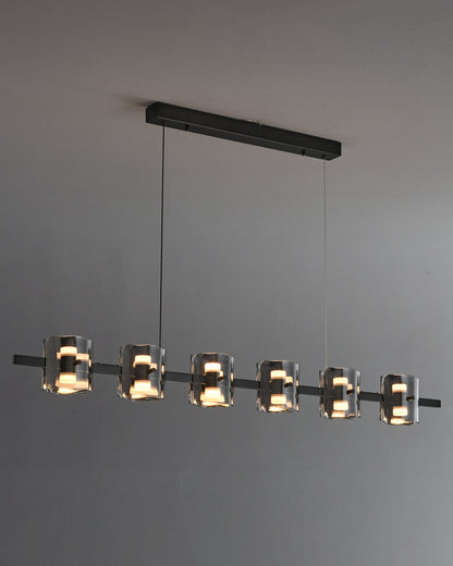 Diff Glass Brass Linear Chandelier-DF2219A