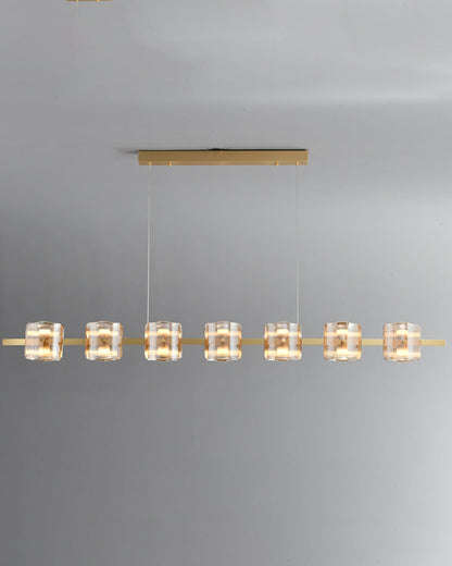 Diff Glass Brass Linear Chandelier-DF2219A