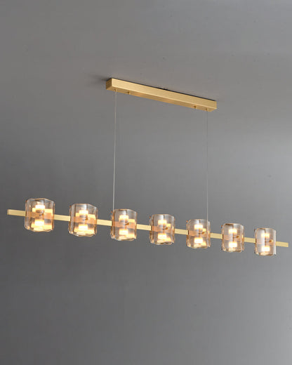 Diff Glass Brass Linear Chandelier-DF2219A