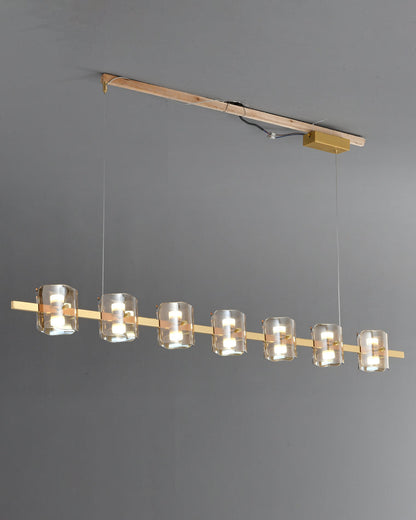 Diff Glass Brass Linear Chandelier-DF2219B