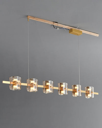 Diff Glass Brass Linear Chandelier-DF2219B