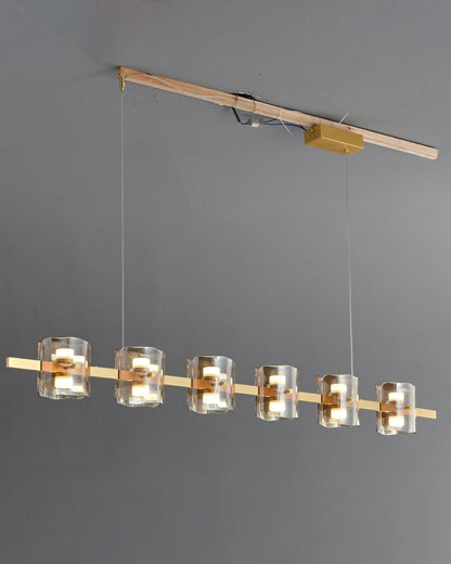 Diff Glass Brass Linear Chandelier-DF2219B