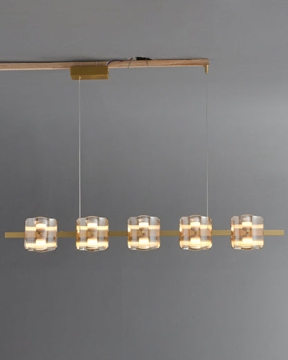 Diff Glass Brass Linear Chandelier-DF2219B
