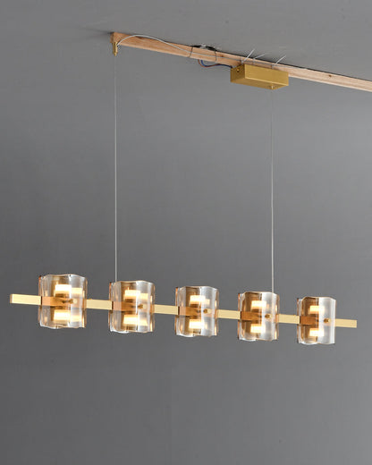 Diff Glass Brass Linear Chandelier-DF2219B