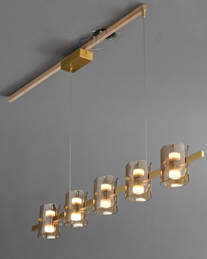 Diff Glass Brass Linear Chandelier-DF2219B