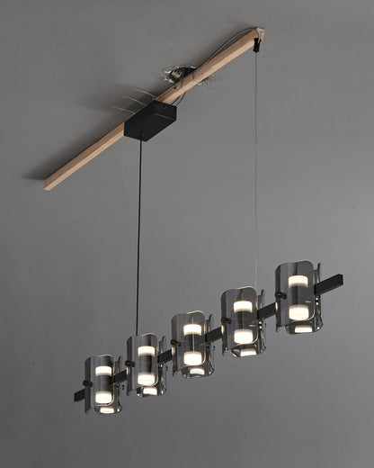 Diff Glass Brass Linear Chandelier-DF2219B