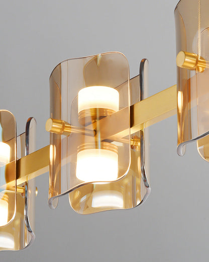 Diff Glass Brass Linear Chandelier-DF2219B