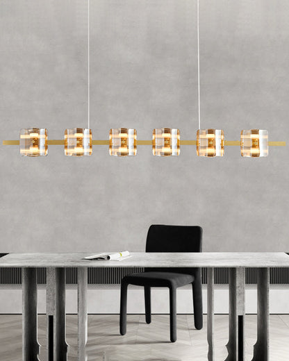 Diff Glass Brass Linear Chandelier-DF2219B