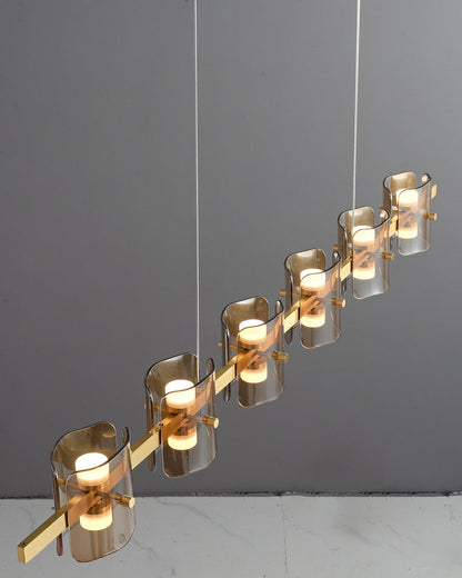 Diff Glass Brass Linear Chandelier-DF2219B