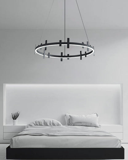 Diff Black Brass Circular Chandelier-DF2237