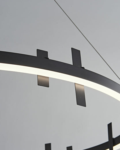 Diff Black Brass Circular Chandelier-DF2237