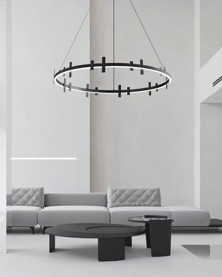 Diff Black Brass Circular Chandelier-DF2237