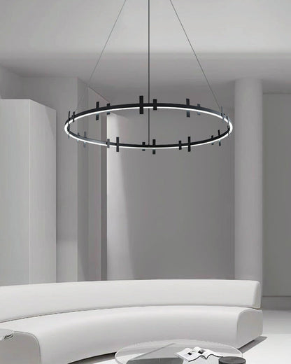 Diff Black Brass Circular Chandelier-DF2237