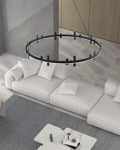 Diff Black Brass Circular Chandelier-DF2237
