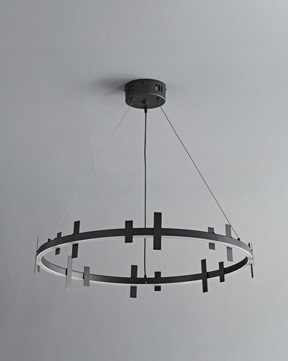 Diff Black Brass Circular Chandelier-DF2237