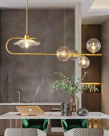 Diff Linear Glass Bubble Brass Chandelier-DF2252