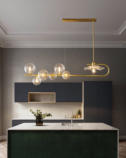 Diff Linear Glass Bubble Brass Chandelier-DF2252