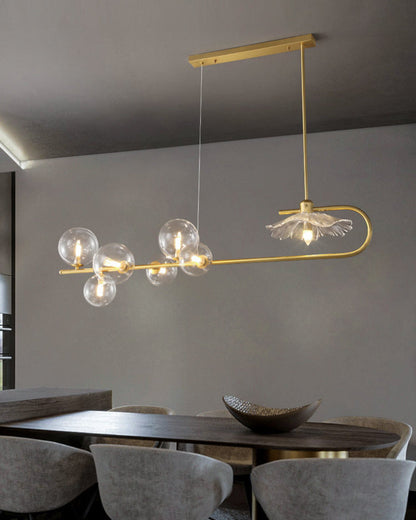 Diff Linear Glass Bubble Brass Chandelier-DF2252