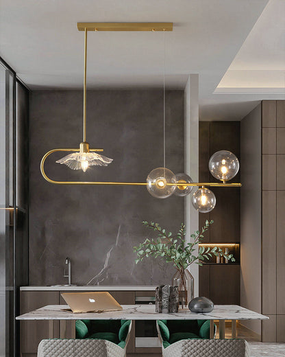 Diff Linear Glass Bubble Brass Chandelier-DF2252