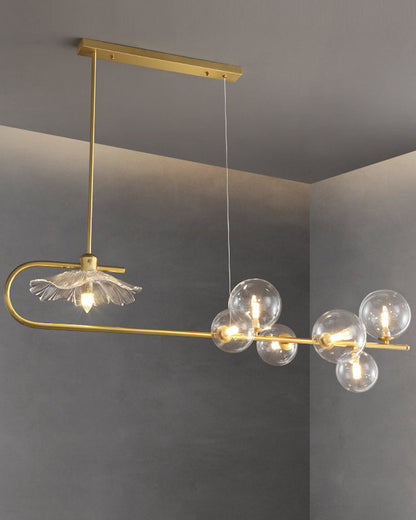 Diff Linear Glass Bubble Brass Chandelier-DF2252