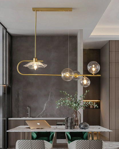 Diff Linear Glass Bubble Brass Chandelier-DF2252
