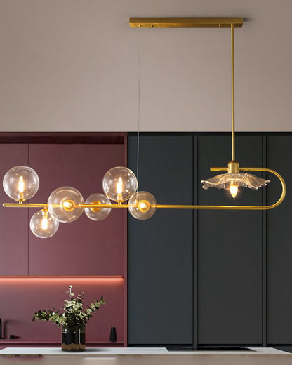 Diff Linear Glass Bubble Brass Chandelier-DF2252