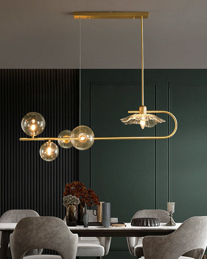 Diff Linear Glass Bubble Brass Chandelier-DF2252