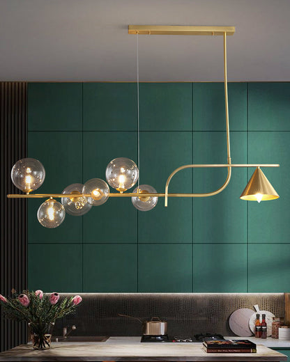 Diff Linear Glass Bubble Brass Chandelier-DF2252