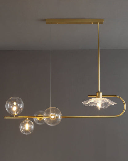 Diff Linear Glass Bubble Brass Chandelier-DF2252