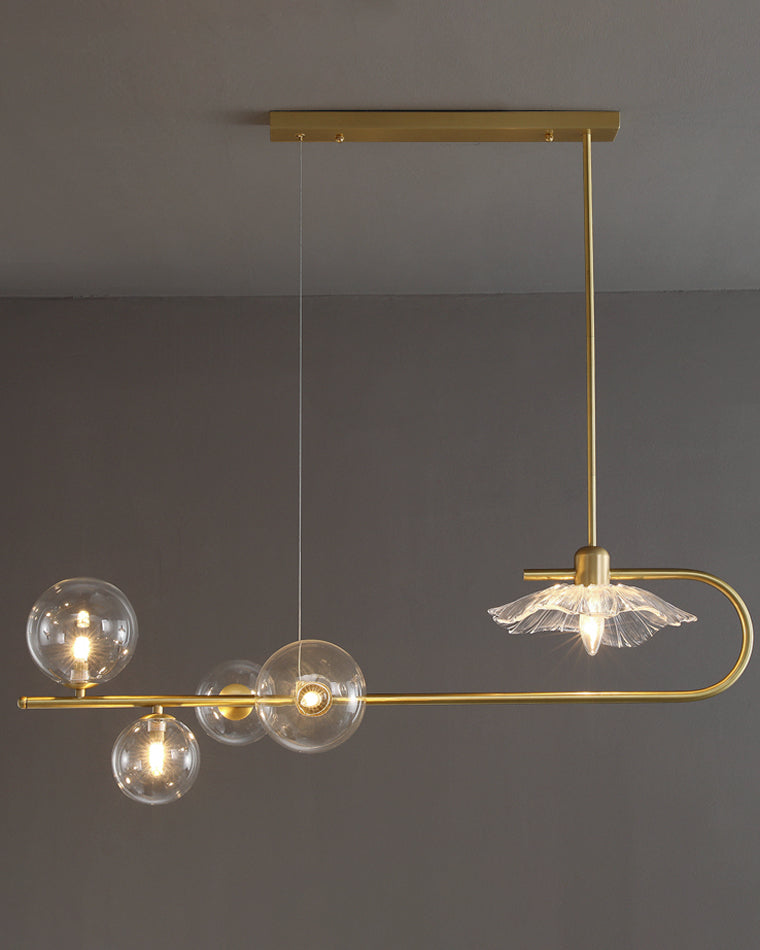 Diff Linear Glass Bubble Brass Chandelier-DF2252
