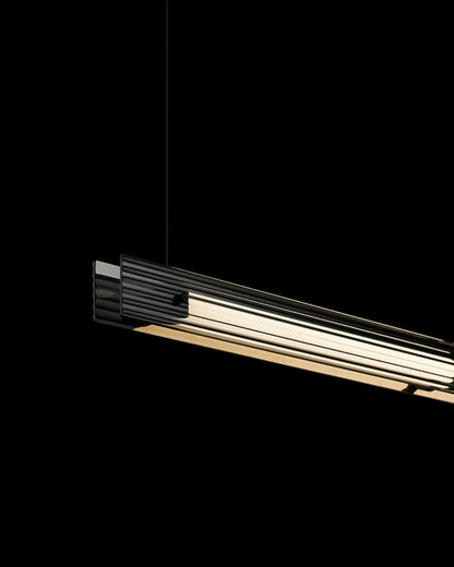 Diff Black Ribbed Glass Linear Pendant Light-DF2308