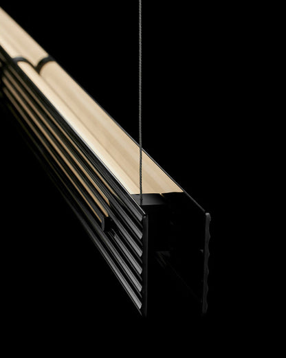 Diff Black Ribbed Glass Linear Pendant Light-DF2308