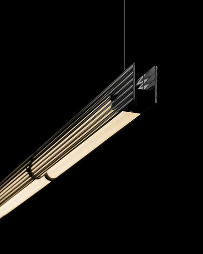 Diff Black Ribbed Glass Linear Pendant Light-DF2308