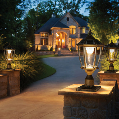 Retro gold Solar Column Headlights With Dimmable LED(2 pack)-DG2056