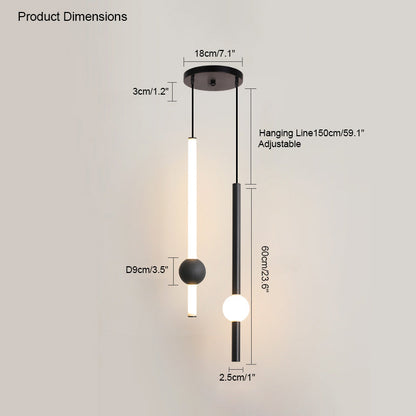 Diff White & Black Tube Pendant Light-DF2093