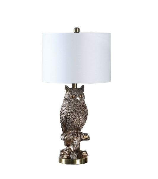 27.5" Silver Owl on A Branch Resin Table Lamp