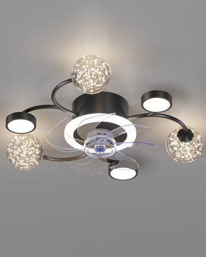 Diff Low Profile Flush Mount Ceiling Fan Chandelier with Remote-DF5051