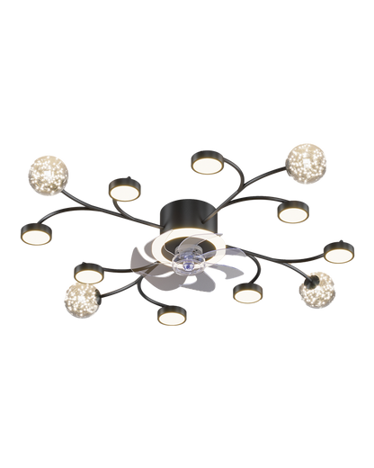 Diff Low Profile Flush Mount Ceiling Fan Chandelier with Remote-DF5051