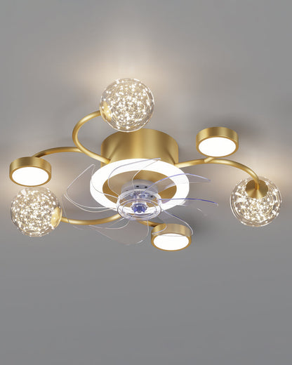 Diff Low Profile Flush Mount Ceiling Fan Chandelier with Remote-DF5051